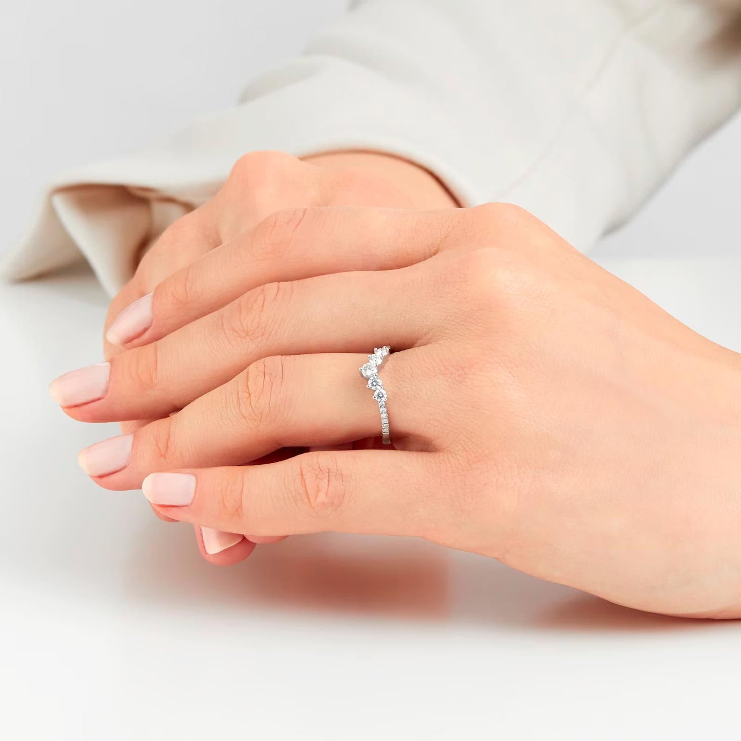 Curved Diamond Wedding Ring - Image 2